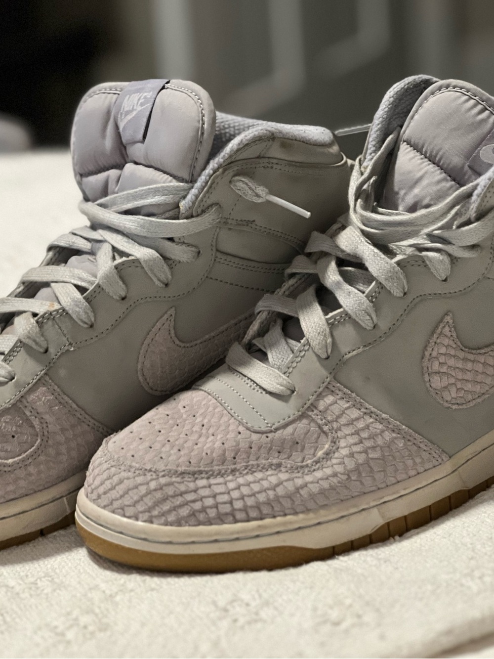 Nike High-Top Sneakers in Light Gray with Gum Outsole